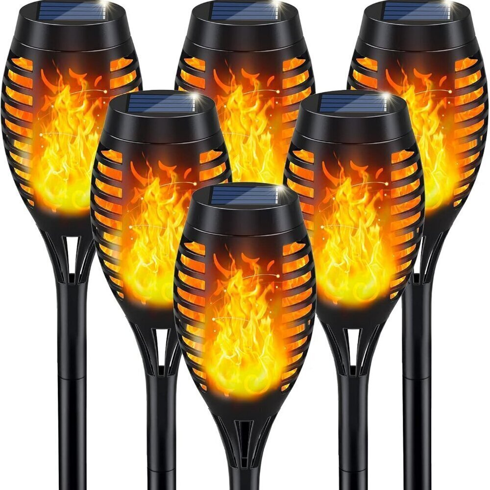 Outdoor Solar Torch Lights Flickering Flame Garden Decor 6 Pack